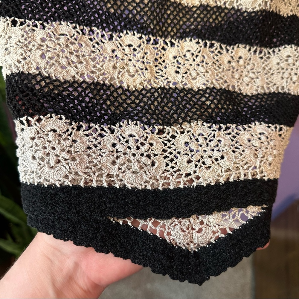SOLD- Vintage Handmade Crochet Striped Top - Picture 8 of 8
